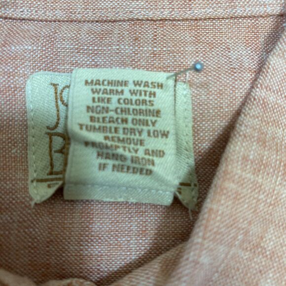 Jos A Bank Linen Shirt Men's Medium Pink Button Up Short Sleeve Summer Comfort - Picture 12 of 16